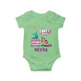 Monthly Milestone Baby Bodysuit -3rd Month | Personalized Print | Cute & Comfortable - GREEN - New Born (Chest 14")