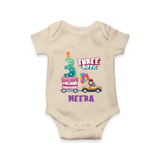 Monthly Milestone Baby Bodysuit -3rd Month | Personalized Print | Cute & Comfortable - IVORY - New Born (Chest 14")