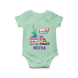 Monthly Milestone Baby Bodysuit -3rd Month | Personalized Print | Cute & Comfortable - MINT GREEN - New Born (Chest 14")