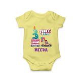 Monthly Milestone Baby Bodysuit -3rd Month | Personalized Print | Cute & Comfortable - PASTEL YELLOW - New Born (Chest 14")