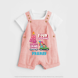 Celebrate 4 Month with Custom Dungaree Set | Personalized Newborn Outfit | Soft Cotton Comfort - PEACH - 0 - 5 Months Old (Chest 18")