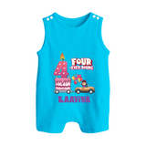 Monthly Milestone Baby Romper Suit/ Sleeveless Romper -4th Month | Personalized Print | Cute & Comfortable - SKY BLUE - 0 - 5 Months Old (Chest 18")