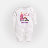 Monthly Milestone Baby Full Sleeve Bodysuit/ Sleep Suit/ Jumpsuit -4th Month | Personalized Print | Cute & Comfortable - WHITE - New Born (Chest 7.5")