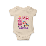 Monthly Milestone Baby Bodysuit -4th Month | Personalized Print | Cute & Comfortable - IVORY - New Born (Chest 14")