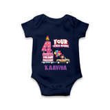 Monthly Milestone Baby Bodysuit -4th Month | Personalized Print | Cute & Comfortable - NAVY BLUE - New Born (Chest 14")