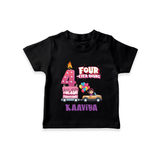 Monthly Milestone Baby T-Shirt -4th Month | Personalized Print | Cute & Comfortable - BLACK - 0-5 Months Old (Chest 17")
