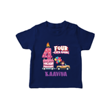 Monthly Milestone Baby T-Shirt -4th Month | Personalized Print | Cute & Comfortable - NAVY BLUE - 0-5 Months Old (Chest 17")