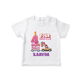 Monthly Milestone Baby T-Shirt -4th Month | Personalized Print | Cute & Comfortable - WHITE - 0-5 Months Old (Chest 17")