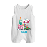 Newborn Romper Suit/ Sleeveless Romper for 5 Month | Customizable Romper Suit/ Sleeveless Romper | Ideal for Celebrations - WHITE - 0 - 5 Months Old (Chest 18")
