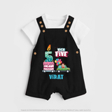 Newborn Dungaree Set for 5 Month | Customizable Dungaree Set | Ideal for Celebrations - BLACK - 0 - 5 Months Old (Chest 18")