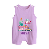 Baby Milestone Romper Suit/ Sleeveless Romper | Custom 5 Month Romper Suit/ Sleeveless Romper | Soft, Skin-Friendly Cotton - LILAC - 0 - 5 Months Old (Chest 18")