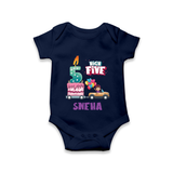 Baby Milestone Romper | Custom 5 Month Onesie | Soft, Skin-Friendly Cotton - NAVY BLUE - New Born (Chest 14")