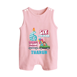 Celebrate 6 Month with Custom Romper Suit/ Sleeveless Romper | Personalized Newborn Outfit | Soft Cotton Comfort - BABY PINK - 0 - 5 Months Old (Chest 18")