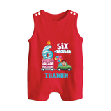 Celebrate 6 Month with Custom Romper Suit/ Sleeveless Romper | Personalized Newborn Outfit | Soft Cotton Comfort - RED - 0 - 5 Months Old (Chest 18")