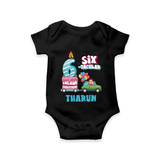 Celebrate 6 Month with Custom Romper | Personalized Newborn Outfit | Soft Cotton Comfort - BLACK - New Born (Chest 14")