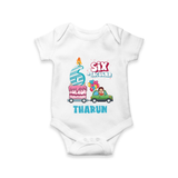 Celebrate 6 Month with Custom Romper | Personalized Newborn Outfit | Soft Cotton Comfort - WHITE - New Born (Chest 14")