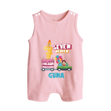 Celebrate 7 Month with Custom Romper Suit/ Sleeveless Romper | Personalized Newborn Outfit | Soft Cotton Comfort - BABY PINK - 0 - 5 Months Old (Chest 18")