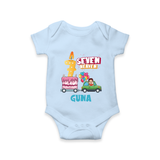 Celebrate 7 Month with Custom Romper | Personalized Newborn Outfit | Soft Cotton Comfort - BABY BLUE - New Born (Chest 14")