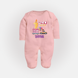Monthly Milestone Baby Full Sleeve Bodysuit/ Sleep Suit/ Jumpsuit -7th Month | Personalized Print | Cute & Comfortable - BABY PINK - New Born (Chest 7.5")