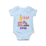 Monthly Milestone Baby Bodysuit -7th Month | Personalized Print | Cute & Comfortable - BABY BLUE - New Born (Chest 14")