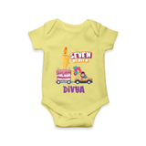 Monthly Milestone Baby Bodysuit -7th Month | Personalized Print | Cute & Comfortable - PASTEL YELLOW - New Born (Chest 14")