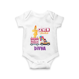 Monthly Milestone Baby Bodysuit -7th Month | Personalized Print | Cute & Comfortable - WHITE - New Born (Chest 14")