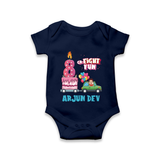 Monthly Milestone Baby Bodysuit -8th Month | Personalized Print | Cute & Comfortable - NAVY BLUE - New Born (Chest 14")