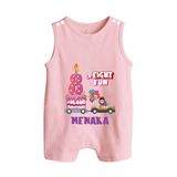 Adorable 8th Month Baby Romper Suit/ Sleeveless Romper | Name Printed Cotton Romper Suit/ Sleeveless Romper | Perfect for Photos - BABY PINK - 0 - 5 Months Old (Chest 18")