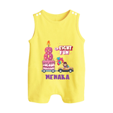 Adorable 8th Month Baby Romper Suit/ Sleeveless Romper | Name Printed Cotton Romper Suit/ Sleeveless Romper | Perfect for Photos - PASTEL YELLOW - 0 - 5 Months Old (Chest 18")