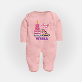 Adorable 8th Month Baby Full Sleeve Bodysuit/ Sleep Suit/ Jumpsuit | Name Printed Cotton Full Sleeve Bodysuit/ Sleep Suit/ Jumpsuit | Perfect for Photos - BABY PINK - New Born (Chest 7.5")