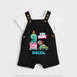 Baby Milestone Dungaree Set | Custom 9 Month Dungaree Set | Soft, Skin-Friendly Cotton - BLACK - 0 - 5 Months Old (Chest 18")