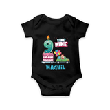 Baby Milestone Romper | Custom 9 Month Onesie | Soft, Skin-Friendly Cotton - BLACK - New Born (Chest 14")