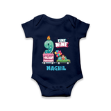 Baby Milestone Romper | Custom 9 Month Onesie | Soft, Skin-Friendly Cotton - NAVY BLUE - New Born (Chest 14")