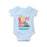 Baby Milestone Romper | Custom 10 Month Onesie | Soft, Skin-Friendly Cotton - BABY BLUE - New Born (Chest 14")