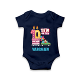 Baby Milestone Romper | Custom 10 Month Onesie | Soft, Skin-Friendly Cotton - NAVY BLUE - New Born (Chest 14")