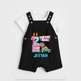 Baby Milestone Dungaree Set | Custom 1 Year Dungaree Set | Soft, Skin-Friendly Cotton - BLACK - 0 - 5 Months Old (Chest 18")