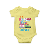 Baby Milestone Romper | Custom 1 Year Onesie | Soft, Skin-Friendly Cotton - PASTEL YELLOW - New Born (Chest 14")
