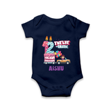Celebrate 1 Year with Custom Romper | Personalized Newborn Outfit | Soft Cotton Comfort - NAVY BLUE - New Born (Chest 14")