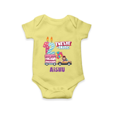 Celebrate 1 Year with Custom Romper | Personalized Newborn Outfit | Soft Cotton Comfort - PASTEL YELLOW - New Born (Chest 14")
