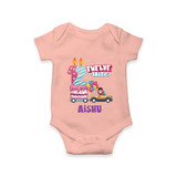 Celebrate 1 Year with Custom Romper | Personalized Newborn Outfit | Soft Cotton Comfort - PEACH - New Born (Chest 14")