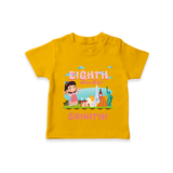 8th Birthday T Shirt for Kids | Custom Name Print - CHROME YELLOW - 0-5 Months Old (Chest 17")