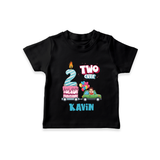 2nd Birthday T Shirt for Baby | Name Printed T Shirt - BLACK - 0-5 Months Old (Chest 17")