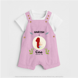 Customized Baby Dungaree Set | Celebrate 1st Month | Soft & Comfy Fit Dungaree Set - BABY PINK - 0 - 5 Months Old (Chest 18")