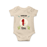 Customized Baby Romper/Onesie | Celebrate 1st Month | Soft & Comfy Fit - IVORY - New Born (Chest 14")