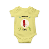 Customized Baby Romper/Onesie | Celebrate 1st Month | Soft & Comfy Fit - PASTEL YELLOW - New Born (Chest 14")