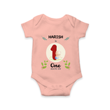 Customized Baby Romper/Onesie | Celebrate 1st Month | Soft & Comfy Fit - PEACH - New Born (Chest 14")