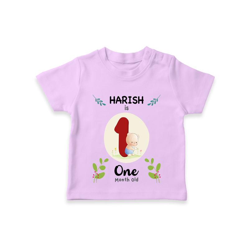 Celebrate The 1st Month Birthday Custom T-Shirt, Personalized with your little one's name - LILAC - 0 - 5 Months Old (Chest 17")