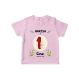 Celebrate The 1st Month Birthday Custom T-Shirt, Personalized with your little one's name - PINK - 0 - 5 Months Old (Chest 17")