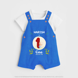 Customized Baby Dungaree Set | Celebrate 1st Month | Soft & Comfy Fit Dungaree Set - COBALT BLUE - 0 - 5 Months Old (Chest 18")
