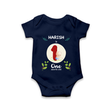 Customized Baby Romper/Onesie | Celebrate 1st Month | Soft & Comfy Fit - NAVY BLUE - New Born (Chest 14")